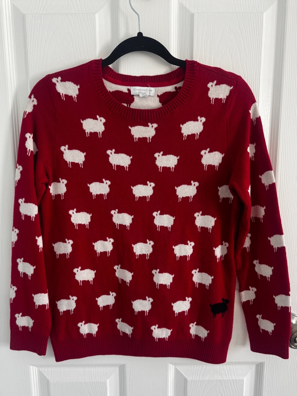 Charter Club Red Crewneck Sweater, Princess Diana Black Sheep